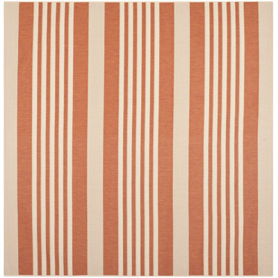 Tapis intérieur / extérieur rayé terre cuite / beige Arneshia