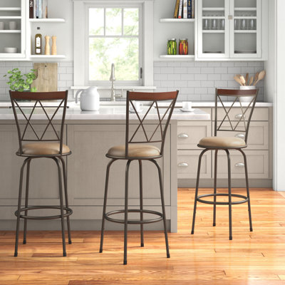 Basche Swivel Upholstered Microfiber / Microsuede Adjustable Height Counter Stool with Iron Frame