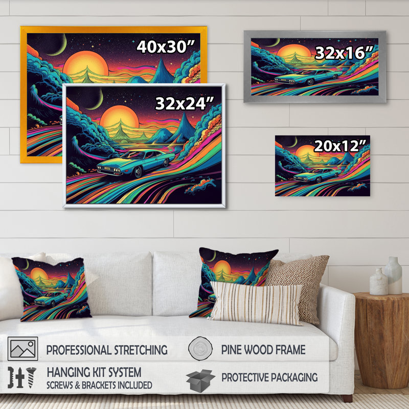 «Madine Blue and Orange Of Muscle II» sur toile, H 12 po x l 20 po x P 1 po, Cadre flottant noir