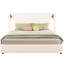 Très grand lit, cadre de lit rembourré, beige, tête de lit à oreilles haute, lampe de lecture réglable, port, mousse douce, sans sommier, installation rapide à oreilles, facile
