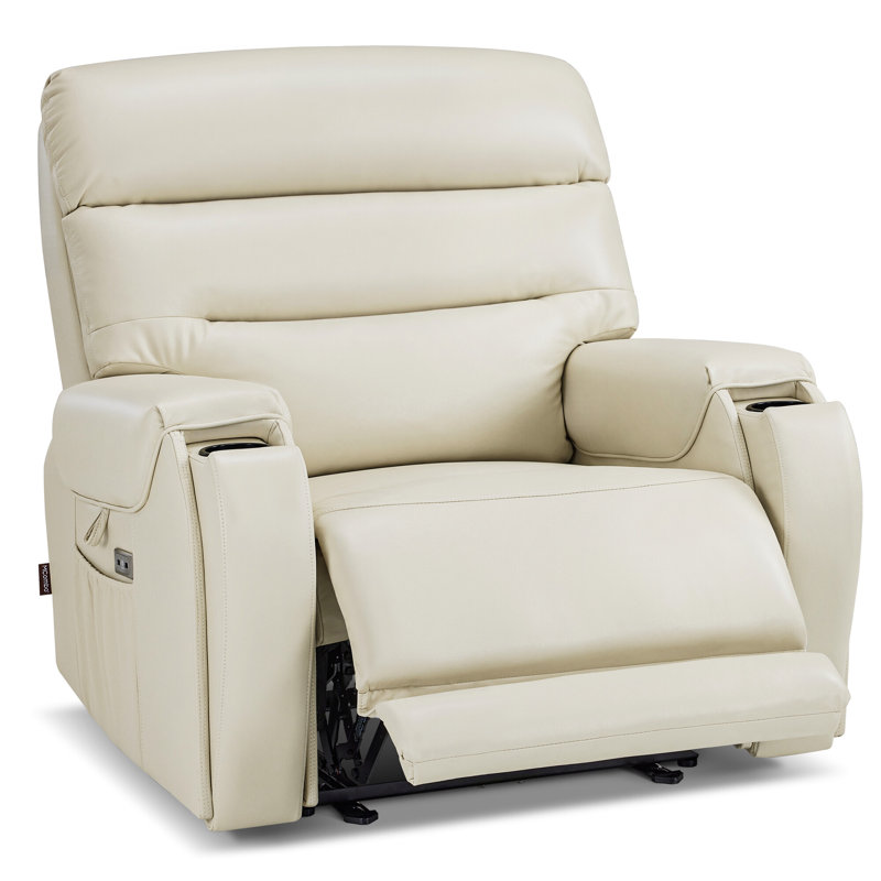 27" Seat Width Zero Gravity Power Recliner Chair with Vibration Massage and Heat, Adjustable Headrest, Cream White