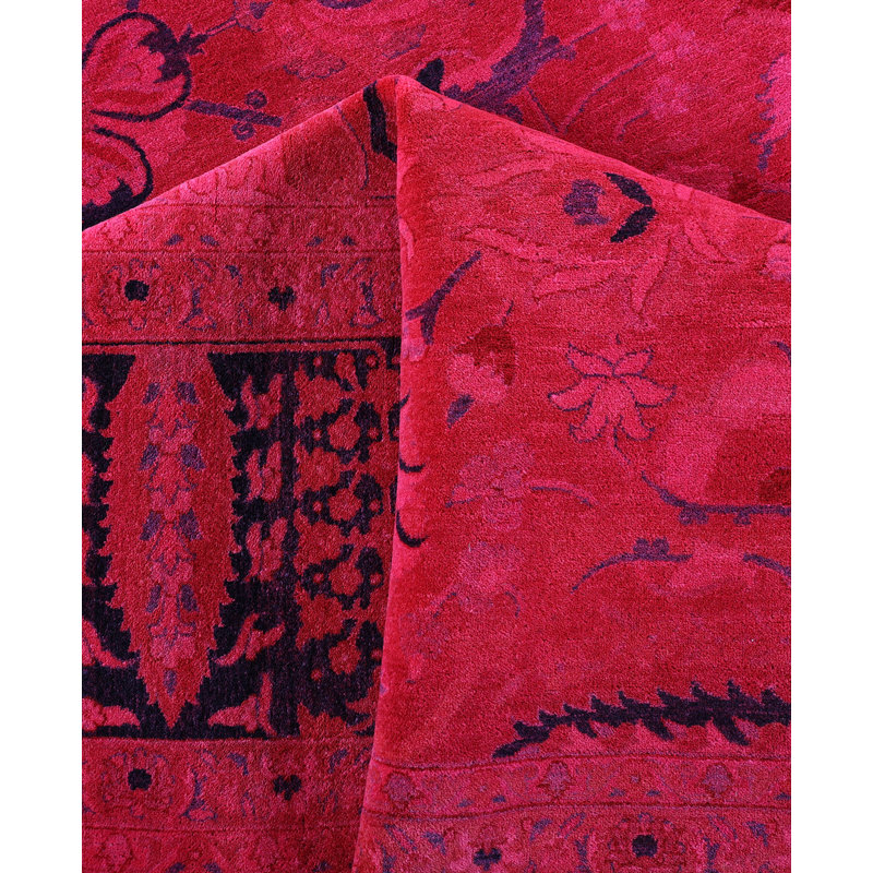 Tapis rose en laine noué à la main 10 pi 5 po x 13 pi 10 po Bunn