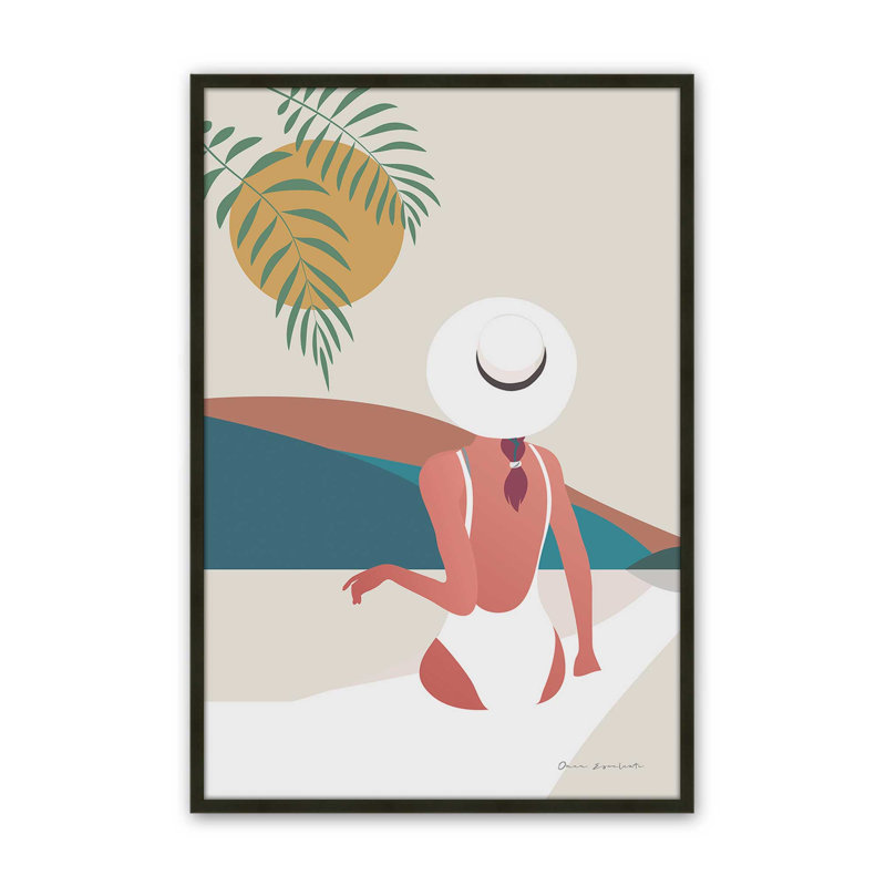 «Holiday Vibes I Print» dans un cadre, Cadre d'angle ouvert noir satiné, H 21 po x l 17 po