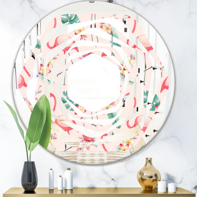 Miroir mural Botanicals, Flowers and Flamingo II