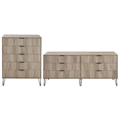 Ensemble de chambre à coucher moderne avec commode double 2 pièces et commode Dumbo