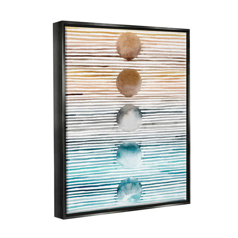 " Gradient Stripes Geometric Pattern " by Grace Popp, 21" H x 17" W x 1.7" D, Black Floater Framed