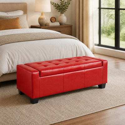 Banc de rangement durable et durable capitonné, en similicuir 50,5 po, rectangulaire