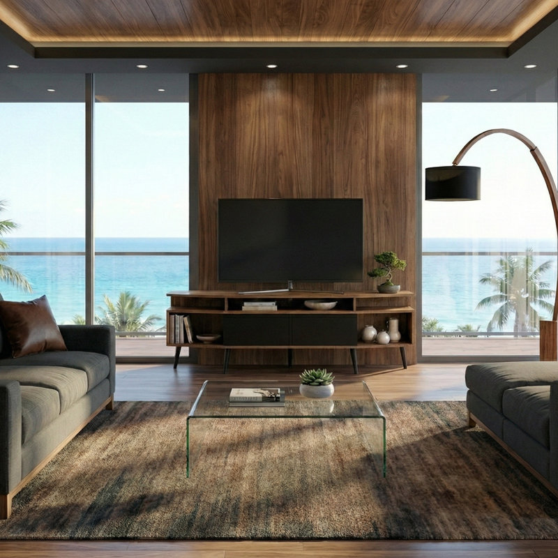 71" Media Console For Tvs Up To 80", Walnut/Black