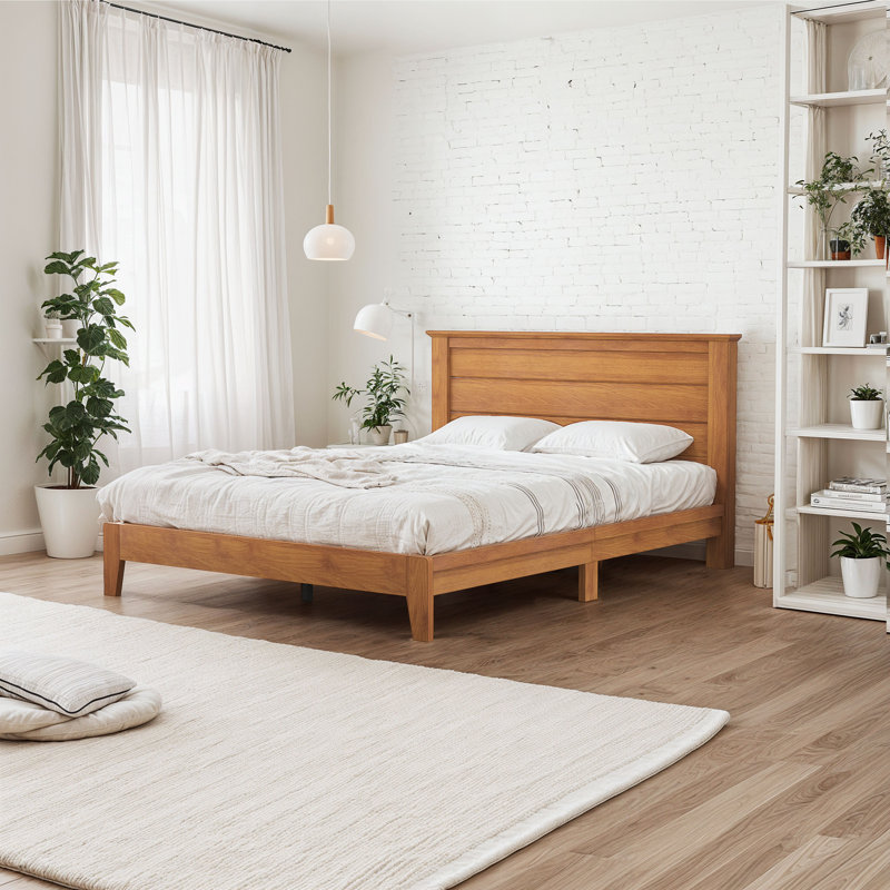 Walter Contemporary 66.1'' W Platform Queen Bed with Headboard, Brown, Queen