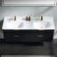 Ensemble de meuble-lavabo mural 60 po à double paroi flottante cannelée avec lavabo double en acrylique intégré et 4 tiroirs à fermeture en douceur 60 po-984863313-984863318
