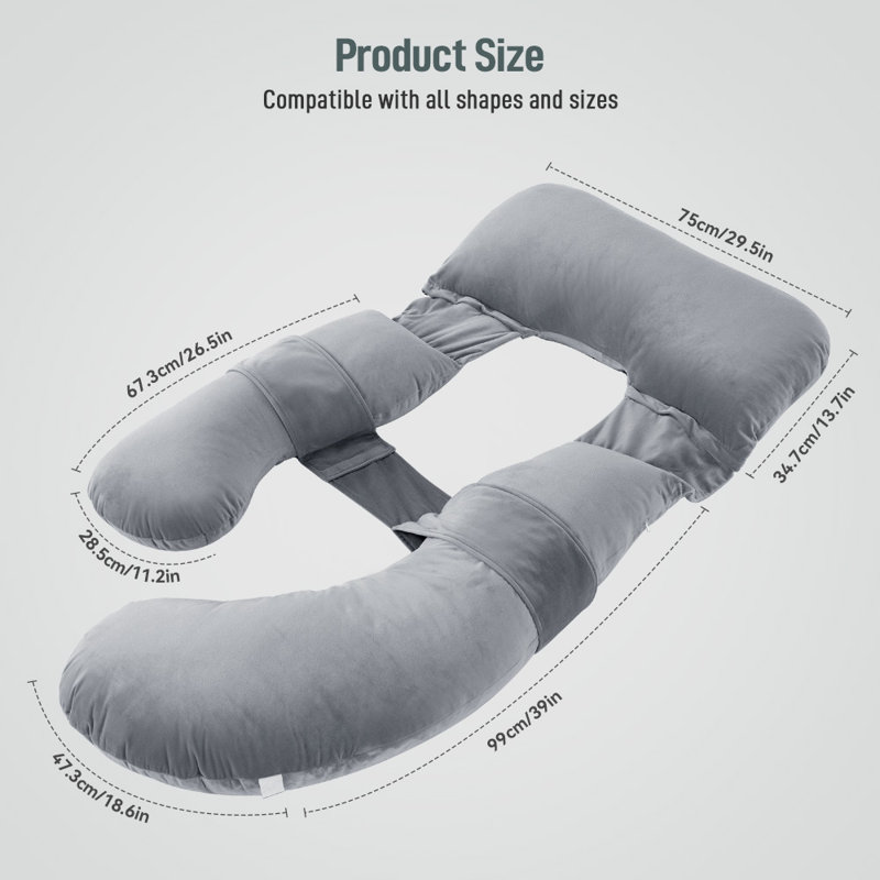 Coussins de grossesse avec coussin de coin réglable, oreiller de maternité complet en U avec housse amovible - soutien pour le dos, les jambes, le ventre, les hanches pour les femmes enceintes qui dorment 