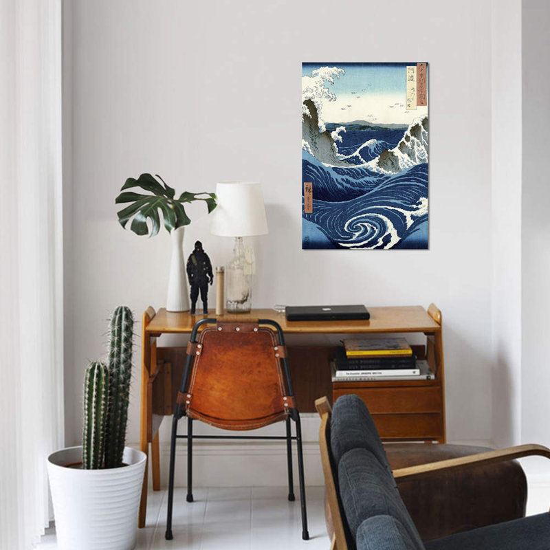 View Of The Naruto Whirlpools At Awa by Katsushika Hokusai - Print on Canvas, No Frame, 66.04 cm H x 45.72 cm W x 1.91 cm D