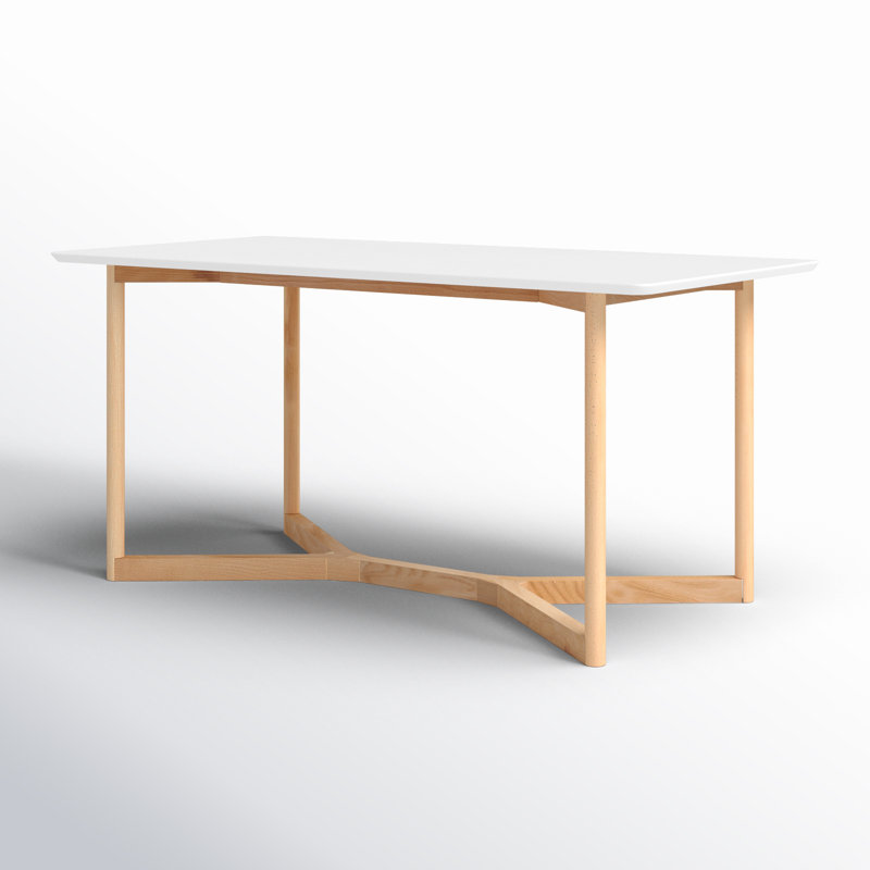 Gia White and Natural Wood Rectangular Dining Table