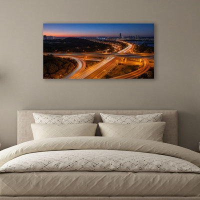 Canvas Wall Art San Diego 405 Freeway Sunset Blvd Los Angeles Wall Decor for Living Room Bathroom Bedroom Office 20"H x 40"W Art Paintings, Ready to Hang
