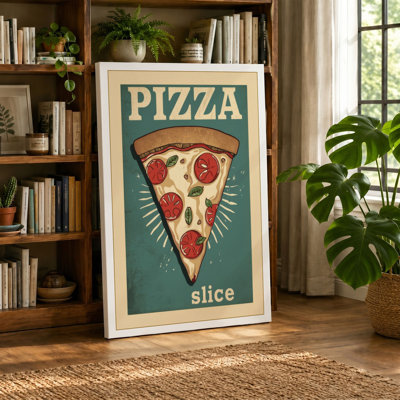 Pizza Slice Retro - Wrapped Canvas