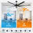 100" Industrial Extra Large Aluminum Blades HVLS Commercial Ceiling Fan with Remote Control, 6-Speed Reversible DC Motor Ceiling Fan without Light for Warehouse/Garage/Shop/Gym-1123892362-1107146833