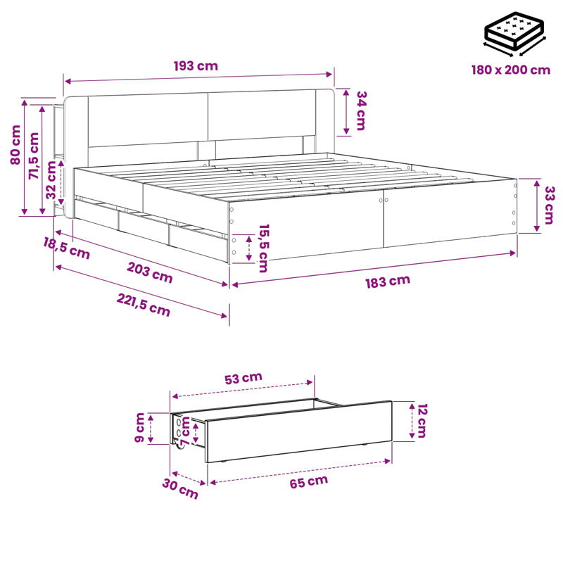 Bed Frame, Super King (6')