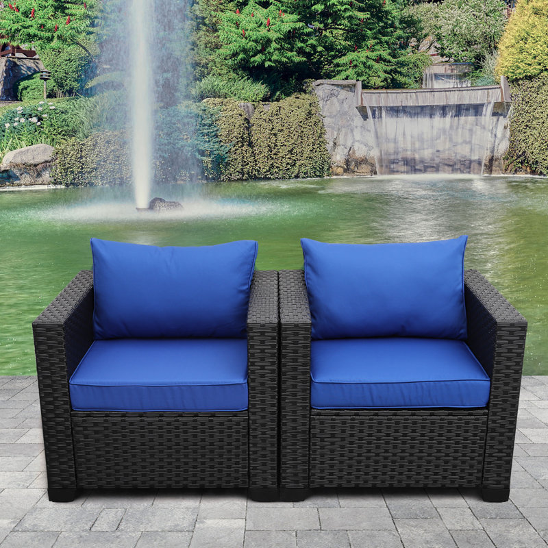 Coussin antidérapant pour fauteuil d'extérieur, Bleu royal