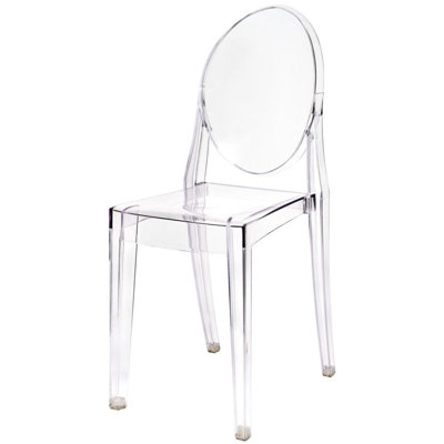 Chaise fantôme transparente à dossier ovale en résine Victoria - par Chivari