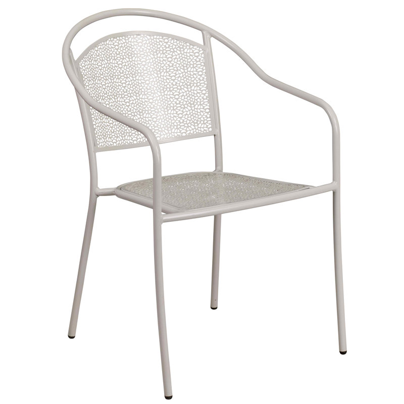 Fauteuil de patio en acier à dossier courbé Chanea, Gris clair