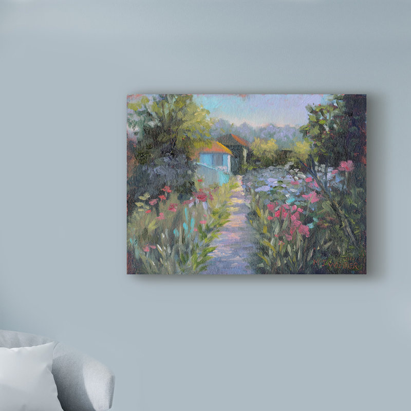 « monets jardin v », reproduction de peinture à l’acrylique sur toile tendue, H 14 po x l 19 po x P 2 po