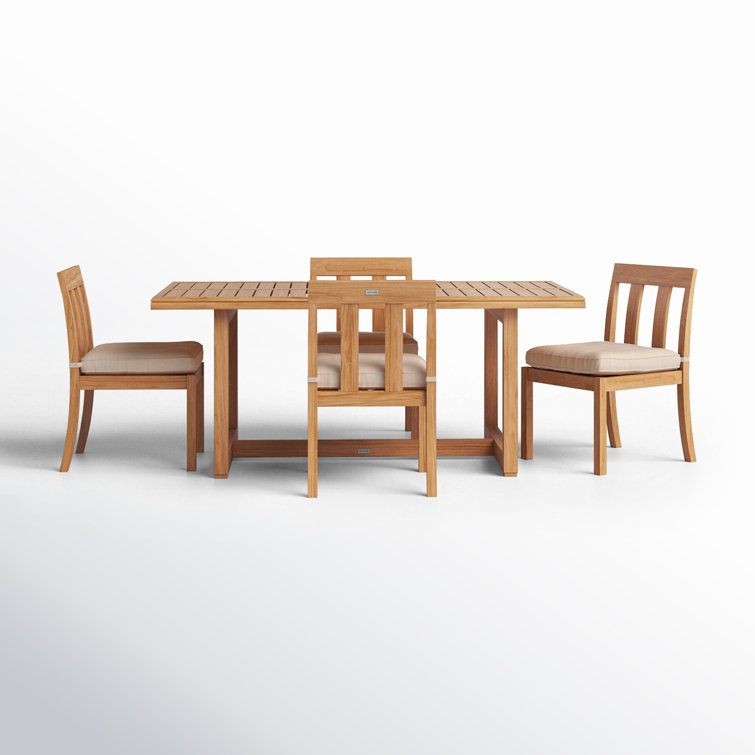 Melrose Rectangular 4 - Person 70.8" Teak Dining Set with Cushions