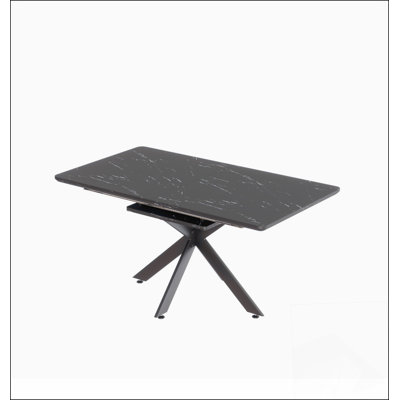 62.4" Extendable 78.15"Very large Black Dining Table Modern Mid-Century Kitchen Table