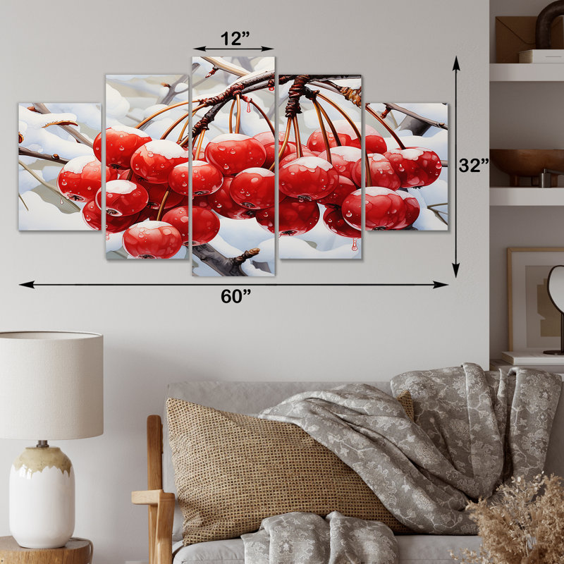 Winter Red Cherry Tree - Cherry Multipanel Wall Art