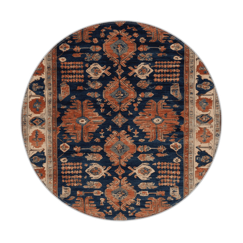 Turkish Brown Indoor and Outdoor Area Rug, Round 5'