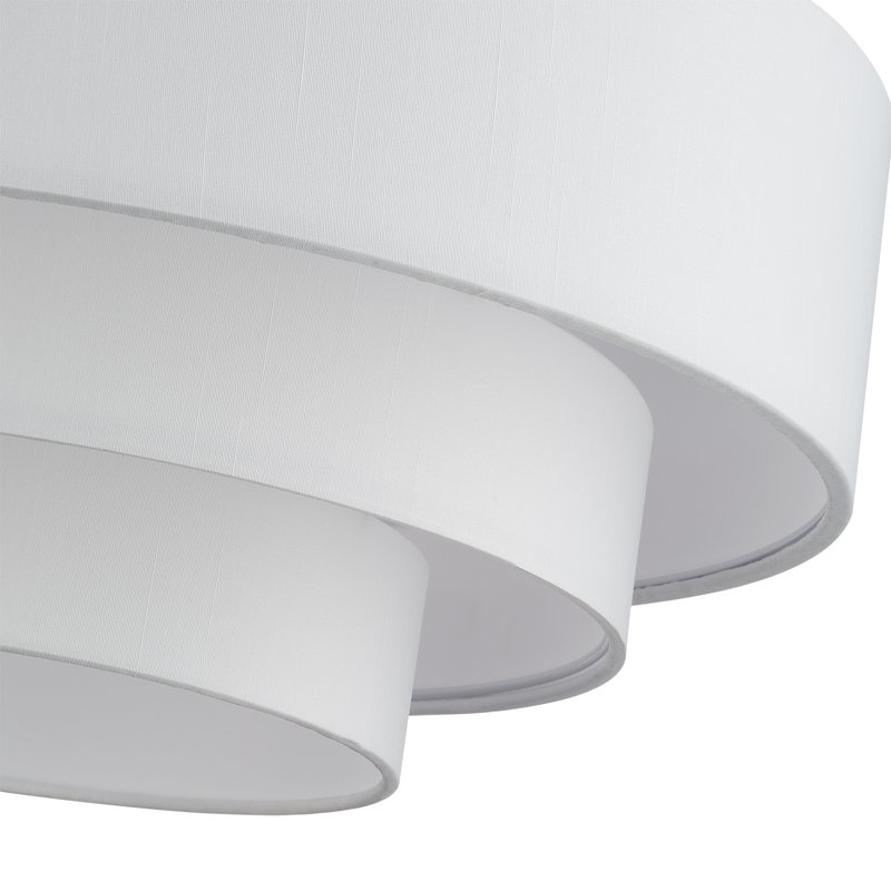 Très grand semi-encastré 4 lumières bronze avec abat-jour en tissu blanc cassé fabriqué à la main, Nickel brossé