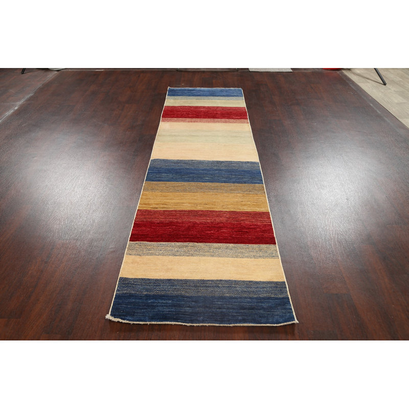 Tapis multicolore noué à la main 2 pi 8 po x 9 pi 10 po One-of-a-Kind