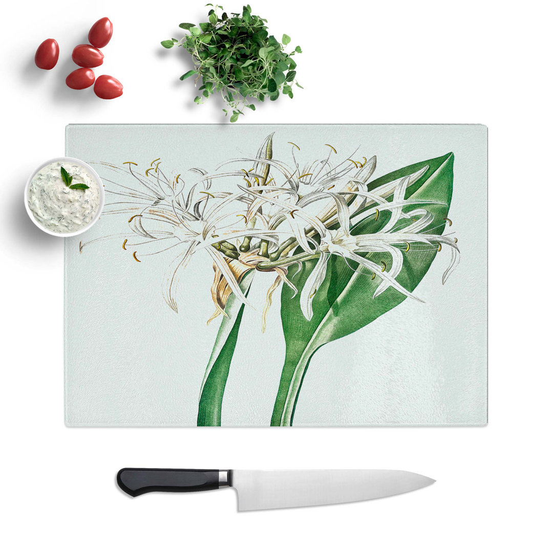 Tempered Glass Spiderlily Flowers by Pierre-Joseph Redoute Chopping Board