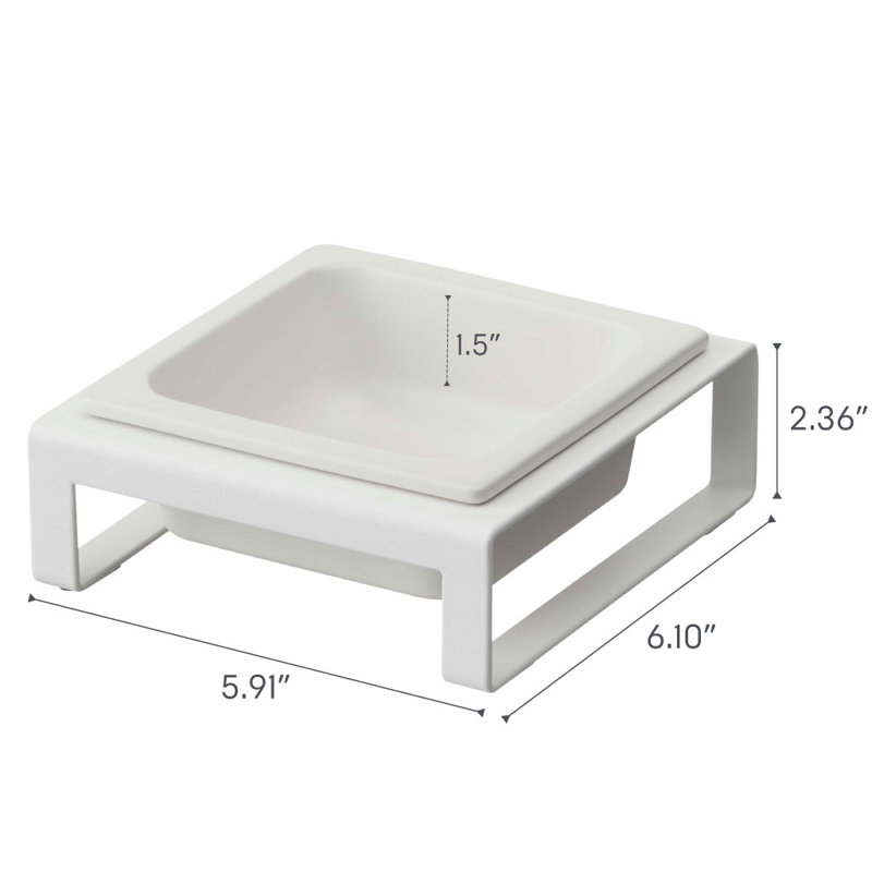 White Ceramic Pet Bowl with Steel Stand