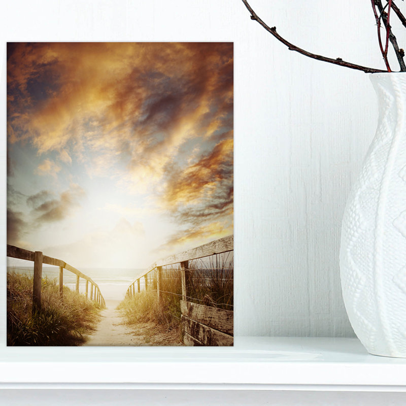 « allée conduisant à beach scene sea bridge », reproduction de photo sur toile tendue, H 32 po x l 16 po x P 1 po
