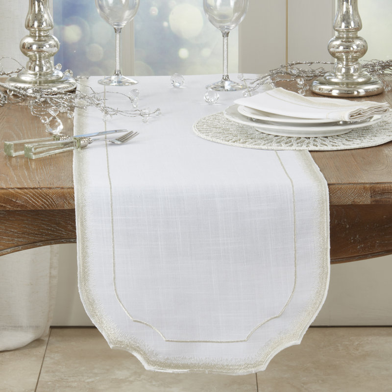 Chemin de table Elegant, Blanc / Champagne