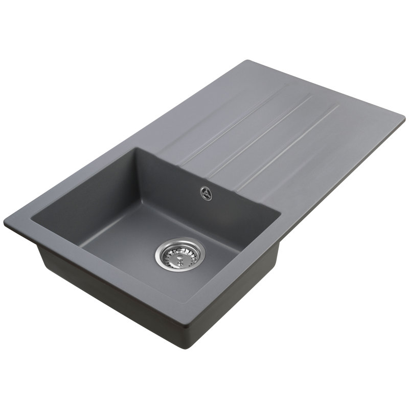 Valence 10 PW - Modern single bowl granite with drainer, Silver