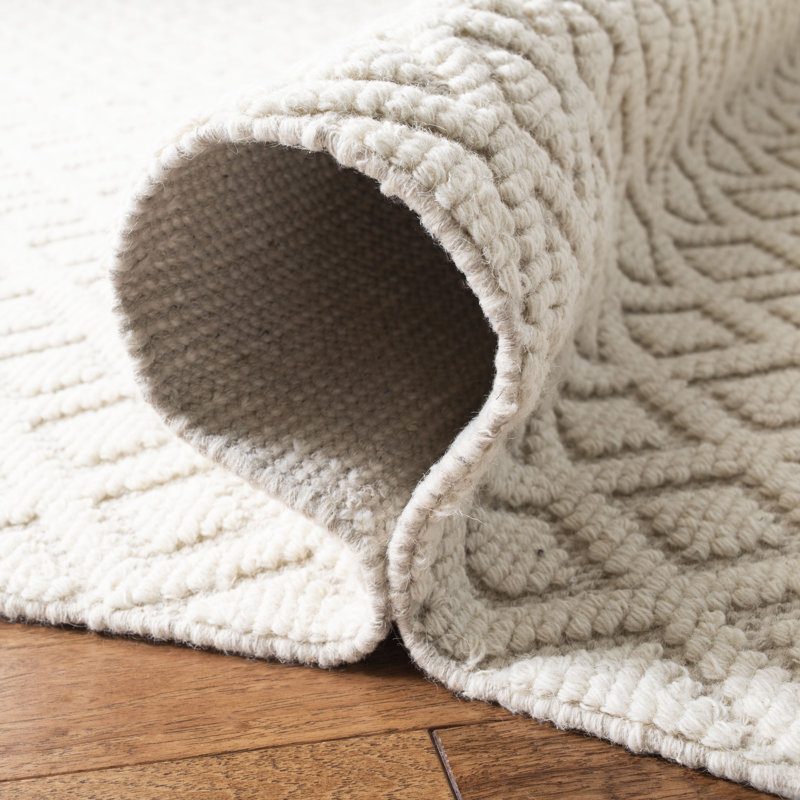 Tapis ivoire en laine tissé à la main Matamoros, Rond 6 pi