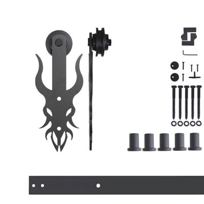 Black Rustic Imperial Design Non-Bypass Single Track One Door Hardware Kit ( Door Not Included)
