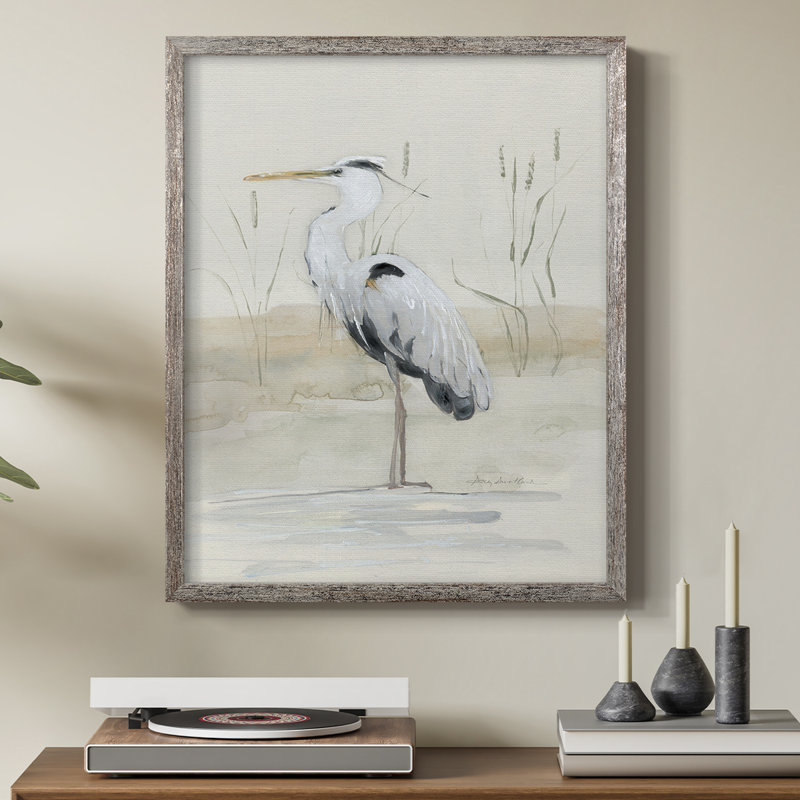 Heron II Framed Print - Solid Wood, 11" H x 9" W