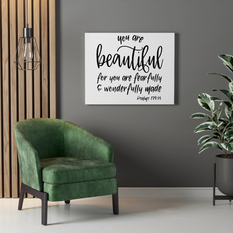 You Are Beautiful Psalm 139: 14 Christian Wall Art, impression de verset de la Bible prêt à être accroché