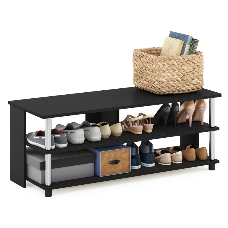 9 Pair Shoe Rack, Americano/Stainless Steel