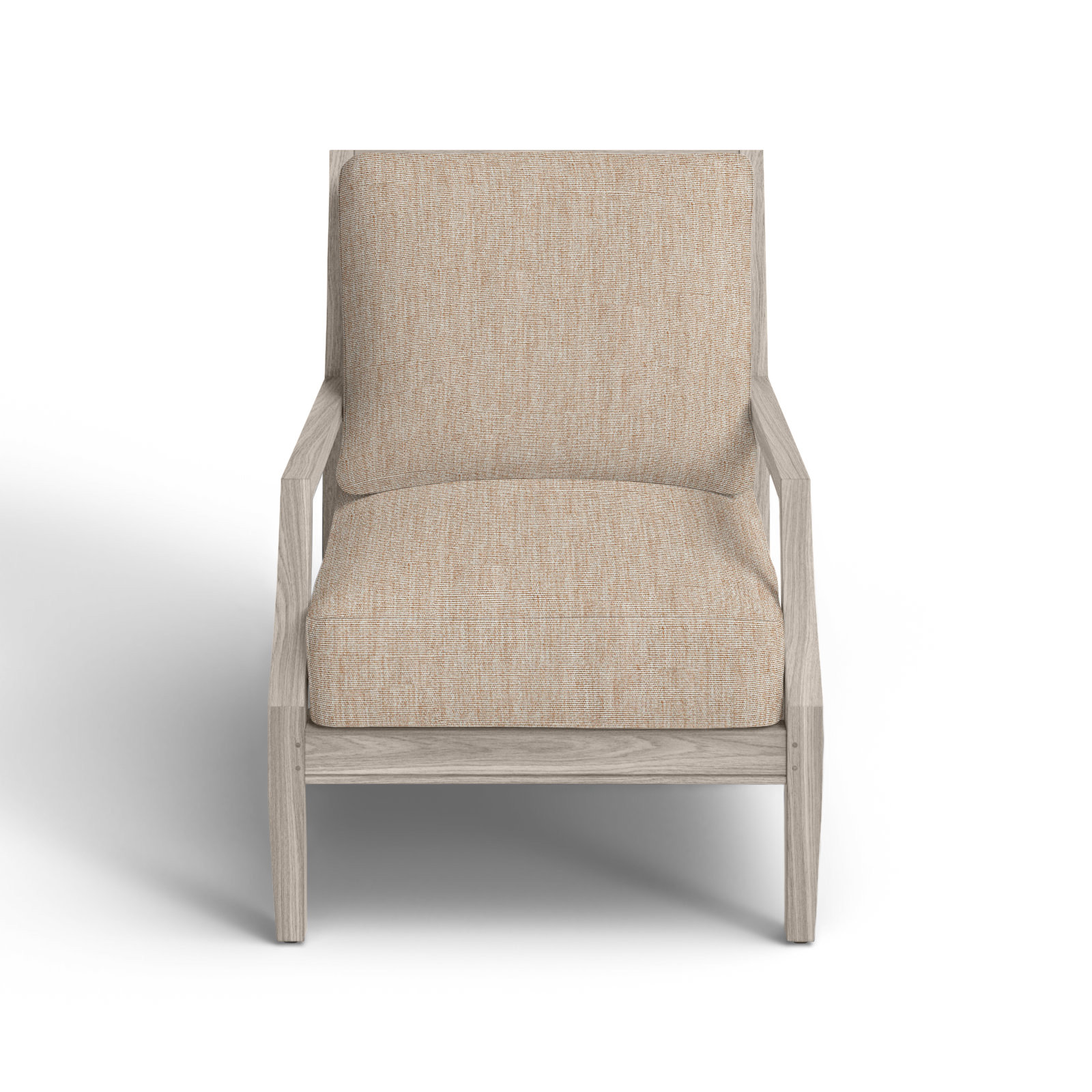 Haley Sunbrella® Patio Lounge Chair, Oyster Teak, No welt + Standard fill, Canvas Sand
