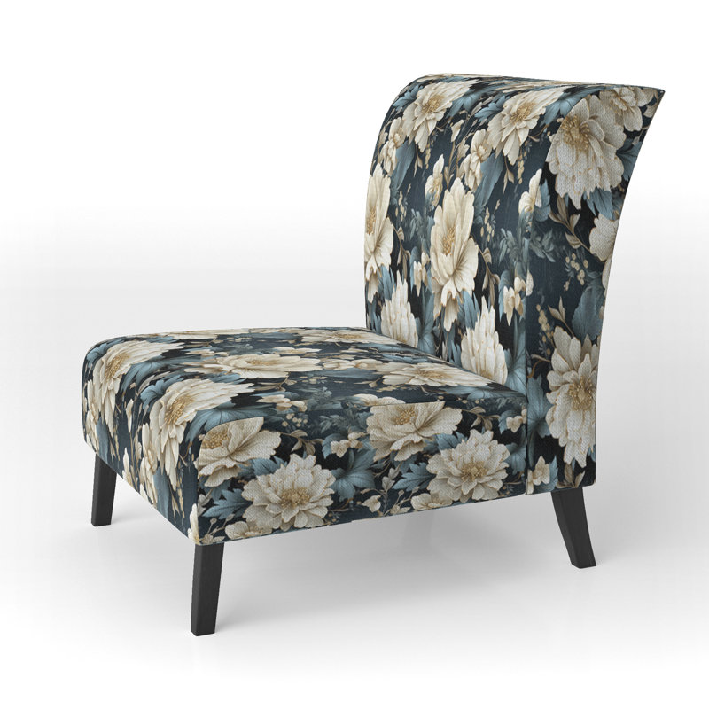 Rustic Victorian Brocade Victorian Pattern - Upholstered Floral Accent Chair Cottage Side Chair