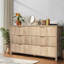 Commode 6 tiroirs avec panneau cannelé, commode large, commode courbée en bois pour garde-robe avec poignées larges en métal, rangement pour commode-1678951009