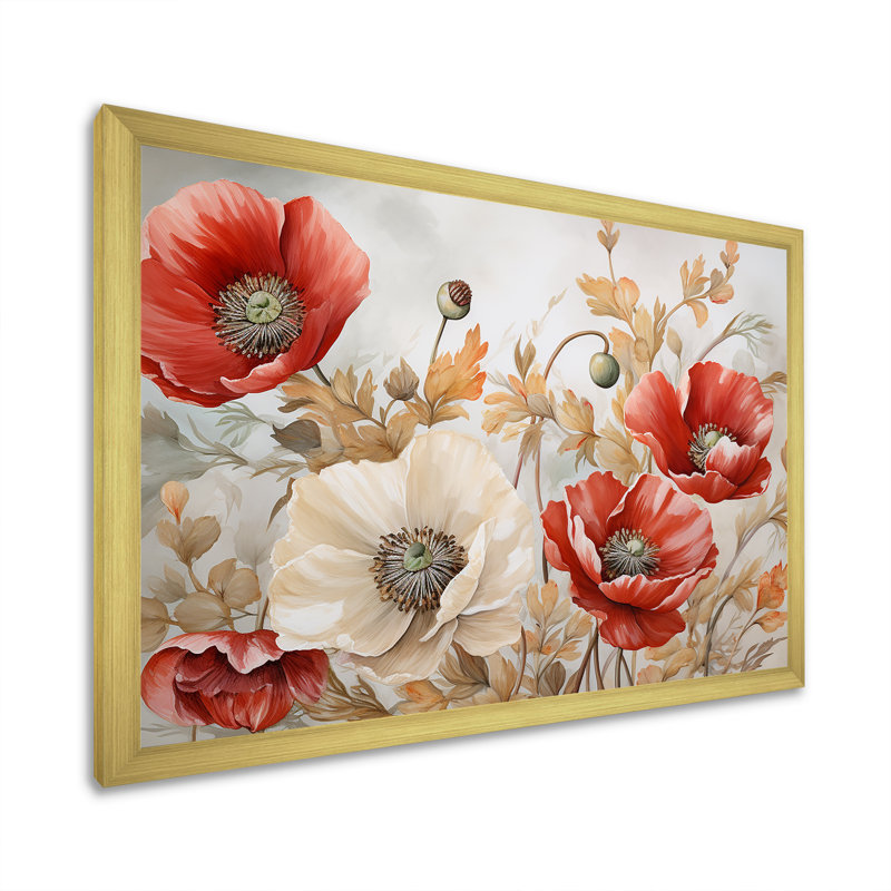 Charme des coquelicots dans Winter Delight II, Cadre doré simple, H 12 po x l 20 po x P 1 po
