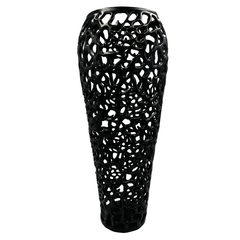 Pot en aluminium fabriqué à la main Baltique, H 25 po x l 11 po x P 11 po, Noir