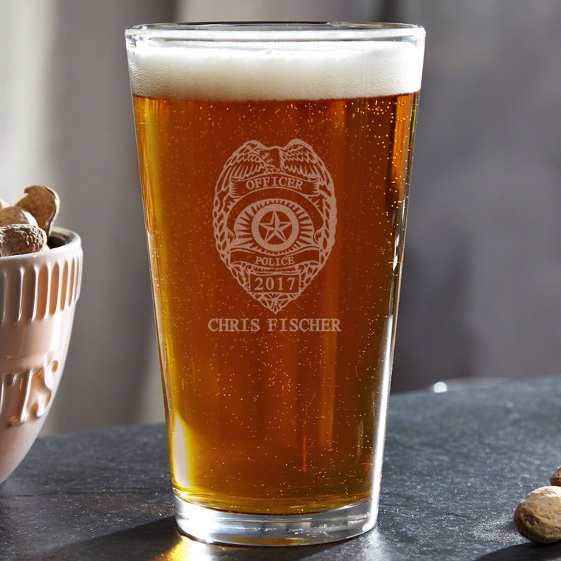 Verre à bière personnalisé Police Insigne, 16 oz - Verre à bière 