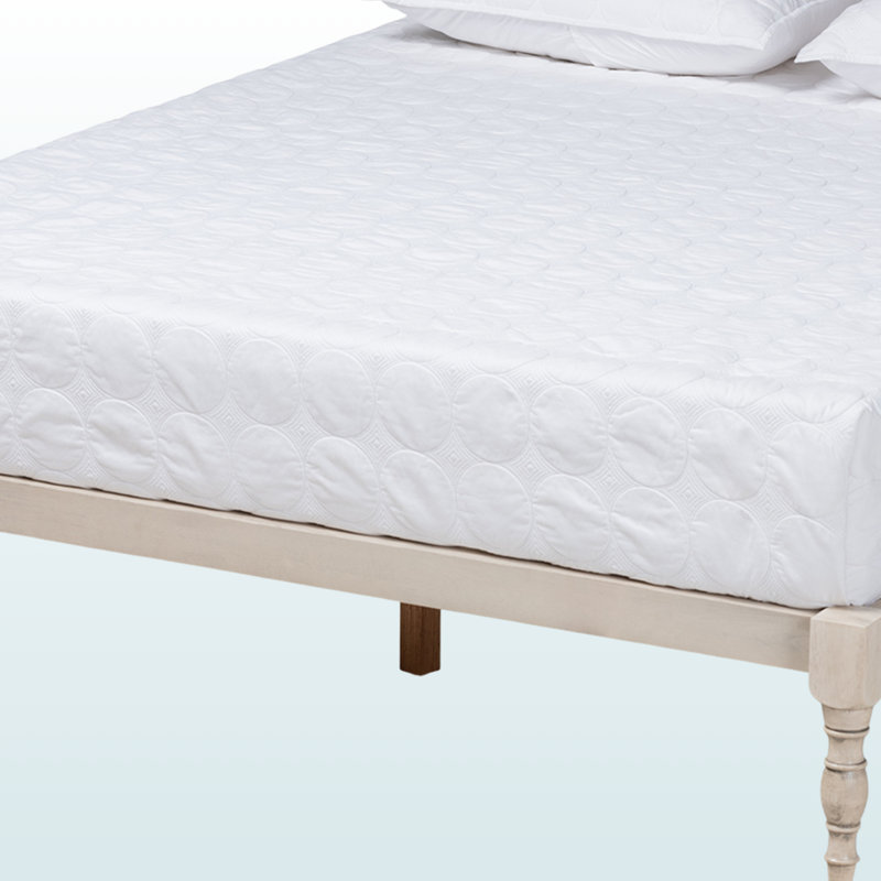 Tranquility Queen Platform Bed Frame, Modern Design, Antique White 12.84'' H X 63.06'' W X 81.08'' L, Queen