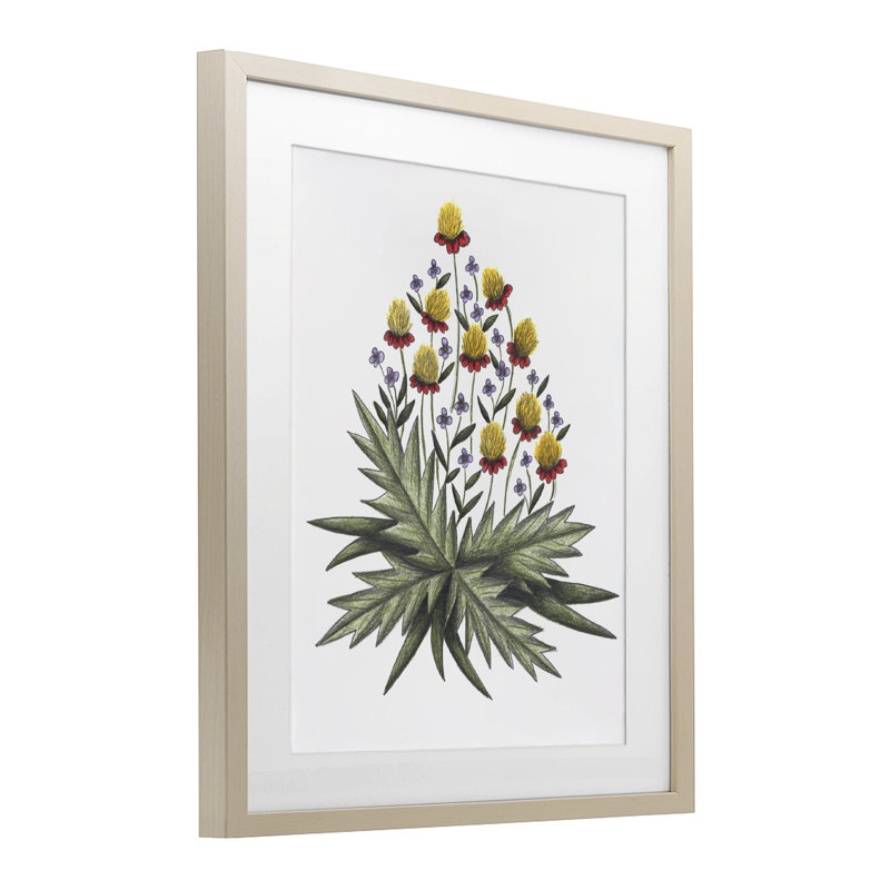 «Yellow Leafy Wild Flowers», reproduction encadrée sous verre, conception de Cecilia Battaini, H 16 po x l 13 po
