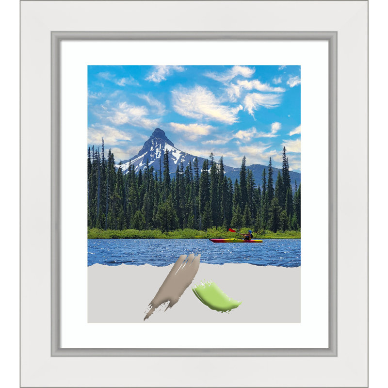 Maysville Picture Frame with Mat, White/Silver, 20" x 24"